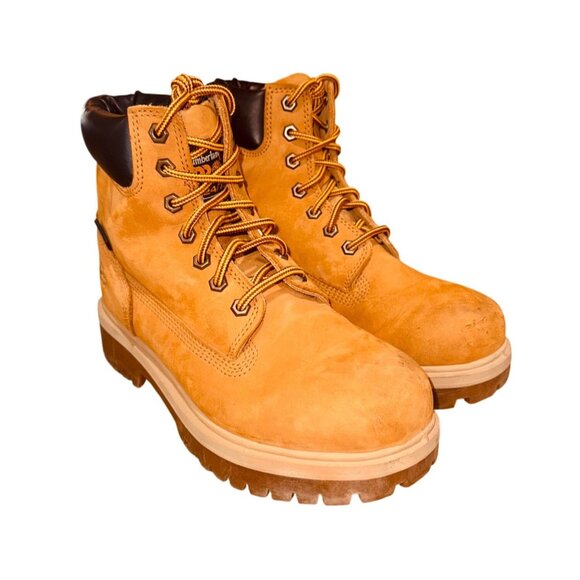 Timberland Pro Soft Toe Waterproof Work Boots Wheat Nubuck Leather Men 7 Utility - Picture 1 of 13
